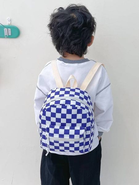 

kids checkered print functional backpack she