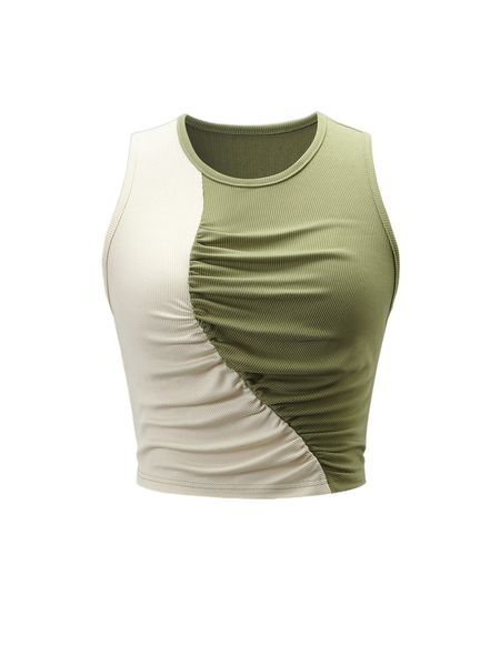 

colorblock ruched tank s5at#, White