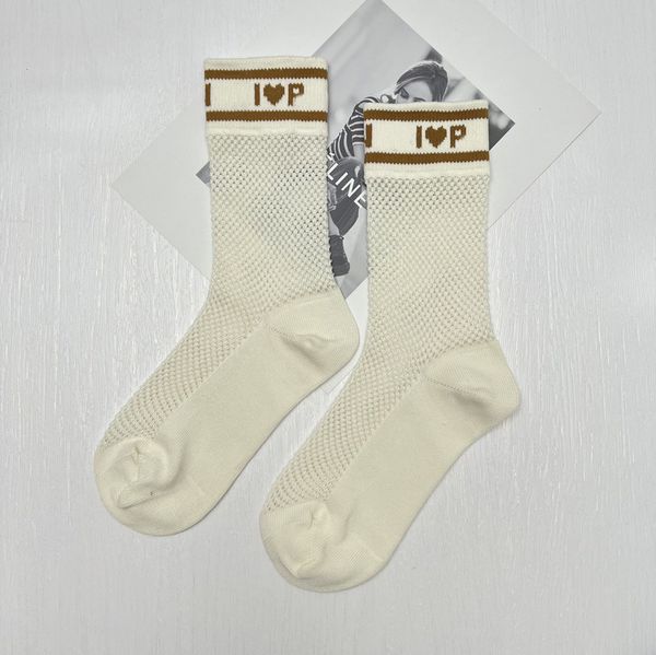 

letter love classic brand calf socks fashion hosiery spring summer mesh hollowed hosierys designer middle tube sock aycu, Black;white