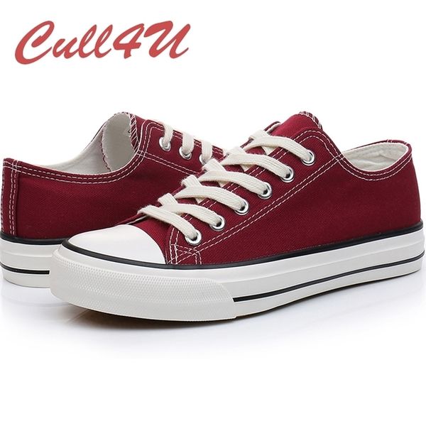 Cull4U Retro Lowtop per Donna Canvas Punta Rotonda Scarpe Basse Causali Incrociate 220720