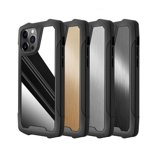 Casca de telefone de metal de aço inoxidável anti-queda para iPhone 13 12 mini 11 Pro Max XR XS 6 7 8 Plus Four Corner Airbag Protective Cover