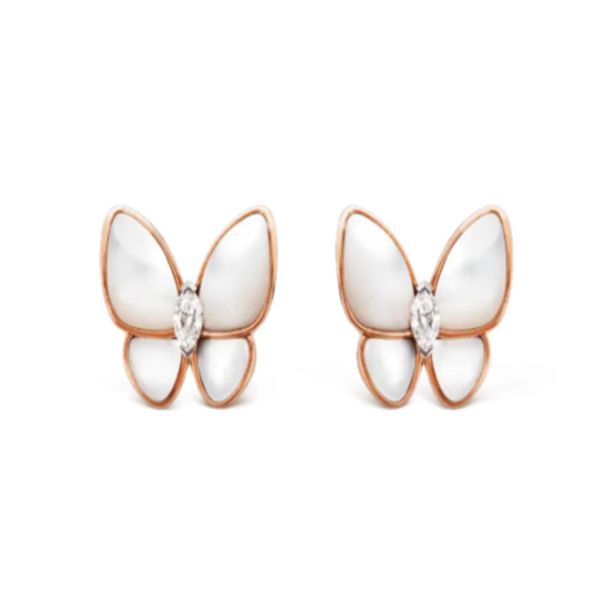 

1:1 sterling silver s925 ladies fashion butterfly stud earrings jewelry with box can be as gift for relatives and friends cx220408, Golden;silver