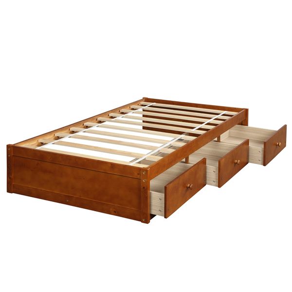 

new bedroom furniture twin size platform storage bed with 3 drawers oak cherry