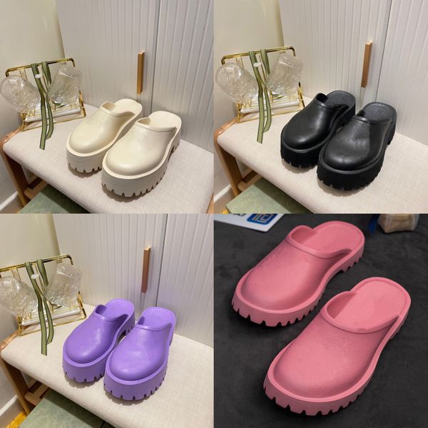 

couple slippers luxury thick soled hole shoes candy colored jelly shoes flip-flops outdoor beach versatile large summer sandals beach shoes, Black