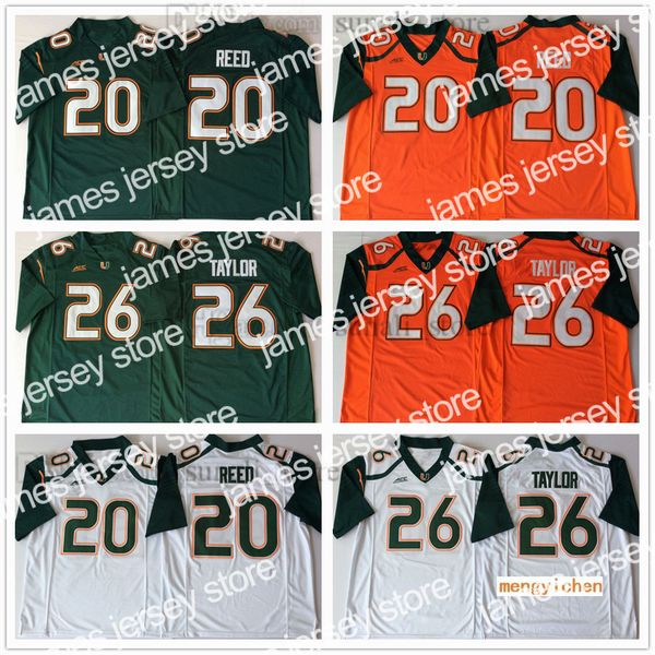 

american college football wear miami hurricanes ncaa college 20 ed reed jerseys 26 sean taylor green orange white football all stitched, Black