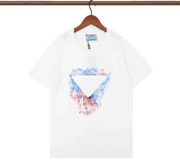 

designer prad t shirt luxury spring and summer classic colorful printed fashion mens and womens couple loose round collar tee oversized tshi, White;black
