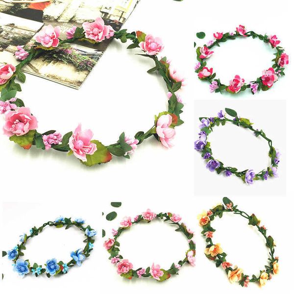 

wreath plum flower blossom headband wreath wedding floral crown hairband fashion boho bohemian headbands headdress 11 styles, Slivery;white