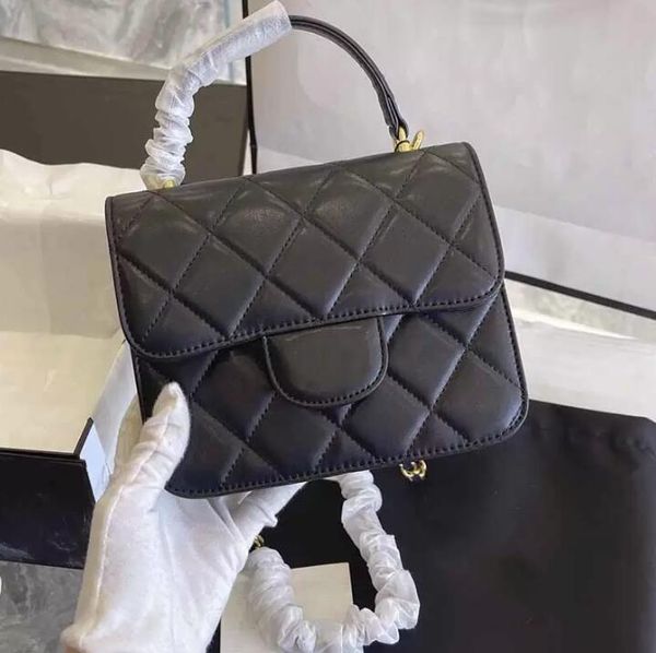 

sw womens small flap designer bag black aged lambskin handle classic handbag gold-tone metal chain crossbody bags timeless diamond quilting