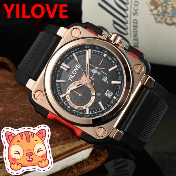 Знаменитые роскошные мужские часы 48 -мм высококачественные спортивные мужские часы розовые золото черное силиконовое мужчина модные квартальные часы.