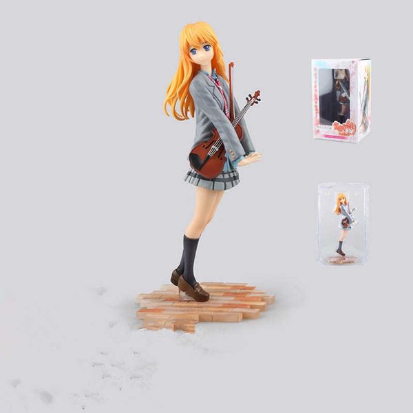 

huiya01 japanese anime your lie in april kaori miyazono violin uniform ver. q-six pvc action figure collectible model toys music girl q0722
