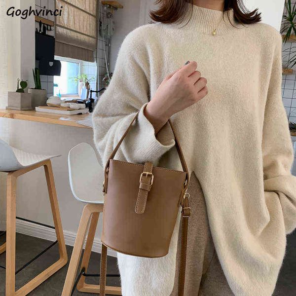 

women crossbody bags bucket solid color ladies luxury design zipper vintage handbags new simple popular korean style mujer bolsa g220524