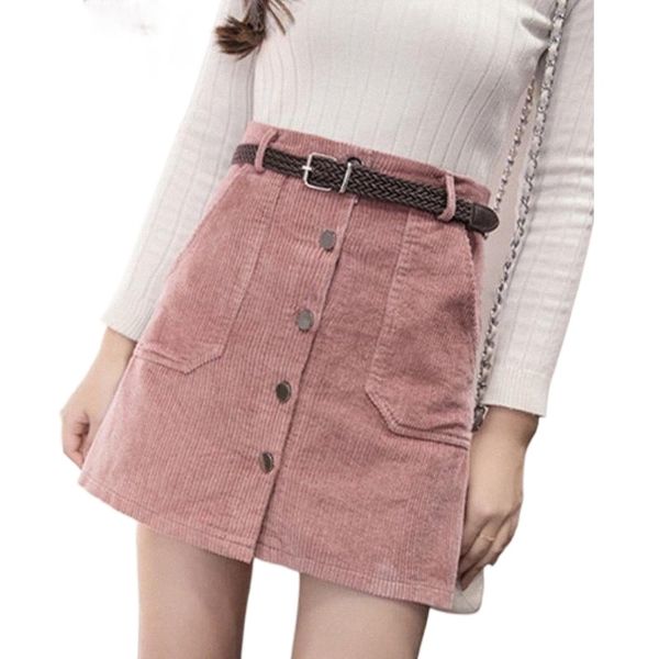 

skirts skirt womens jupe femme mini clothes winter corduroy pink black brown all-match streetwear with blet j2dm#