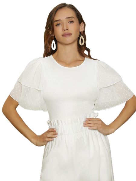 

flutter sleeve form fitted y0pt#, White