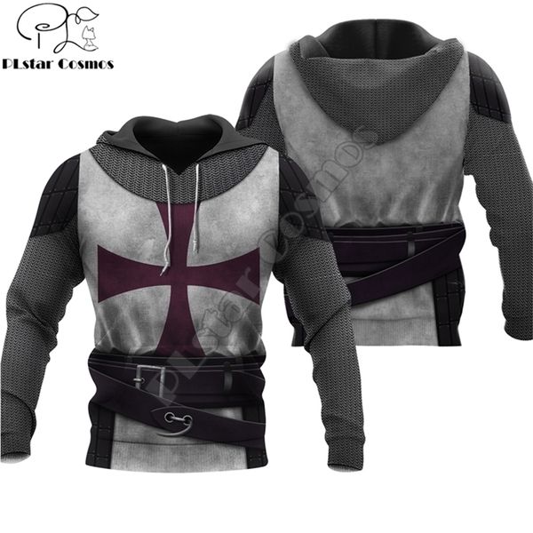 Ritter Templer Tattoo 3D Gedruckt Herren Hoodie Harajuku Streetwear Hoodies Sweatshirt Unisex Casual Jacke Trainingsanzüge DW0132 201130