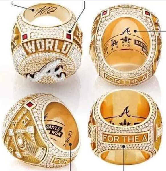 9 Nome giocatori Ring Soler Freeman Albies 2021 2022 World Series Baseball Braves Team Championship Anelli con fan di ventilazione di legno Souvenir Mens Regalo