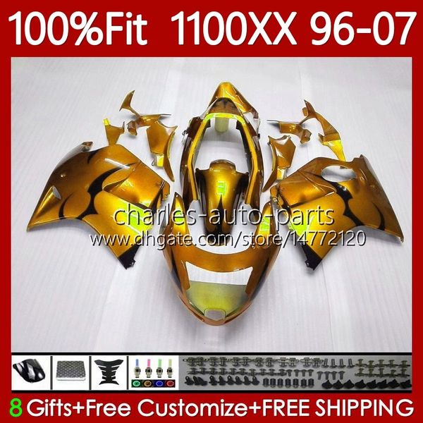 Corpo de molde de injeção para Honda Blackbird CBR 1100 Golden Black CBR1100 XX CC 1100xx 96-07 114No.65 CBR1100xx 96 97 98 99 00 01 1100cc 2002 2003 2007