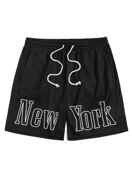 

men letter graphic drawstring waist shorts 57l1#, White;black