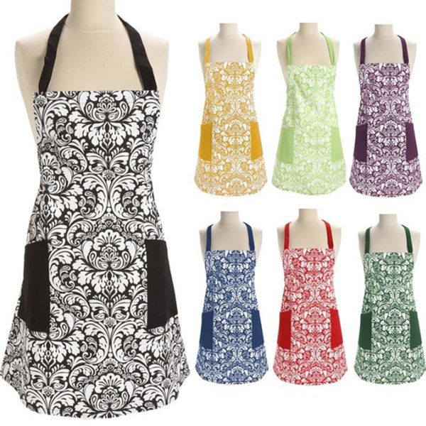 

european flower pattern cotton apron ladies bib home cooking cleaning apron lk001193