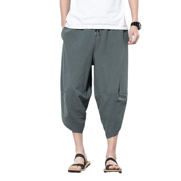 

3035-k8038 bloomers men's pants wide leg pants loose chinese style seven points beach harlan casual shorts 47ll#, White;black