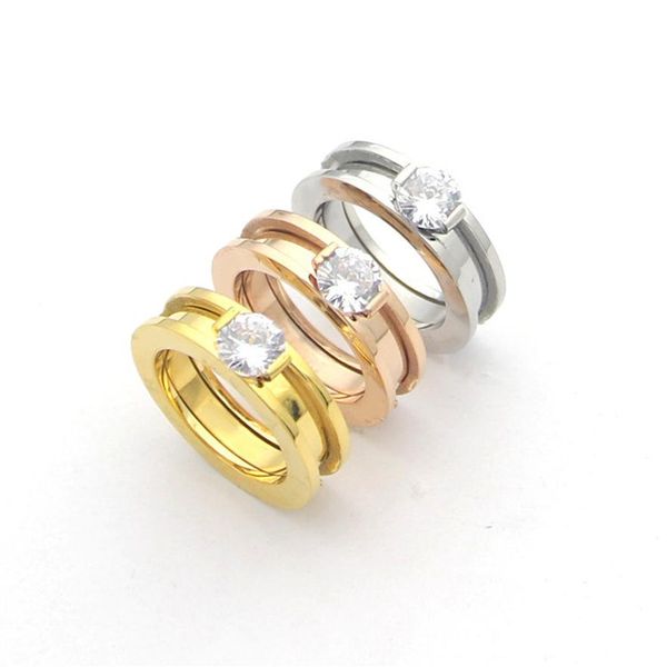 

316l stainless steel finger ring multicolors plating crystal style lovers jewelry ring whole295t, Silver