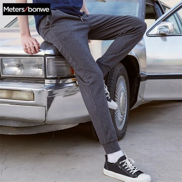 

metersbonwe men handsome sport pants 2020 new spring autumn solid color jogging trousers fashion sports male brand trousers t200422, Black