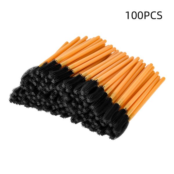 

golden rod black head beauty makeup household eyebrow brush knife type disposable silicone eyelash brush 100pcs