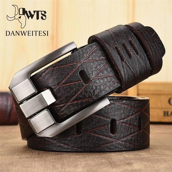 

[dwts]belt male leather men genuine strap luxury pin buckle casual ancy vintage jeans 220316, Black;brown