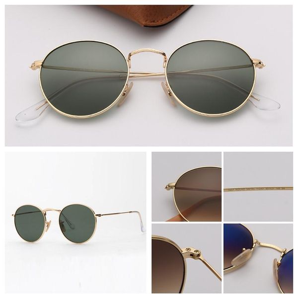 

designer sunglasses new vintage sunglasses mens round metal gold round sun glasses fashion mirror gafas de sol lenses with high qu208q, White;black