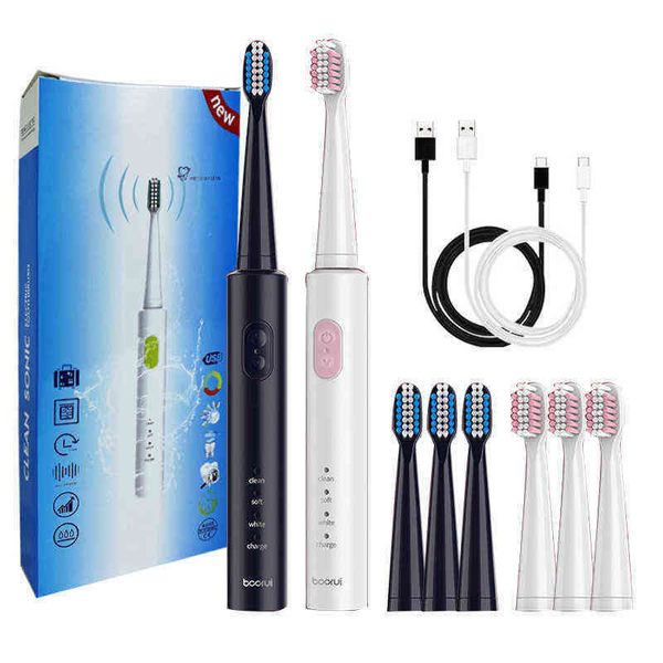 

toothbrush sonic electric toothbrush timer 3 modes tb013 usb charger rechargeable ipx7 for oral care replacement 6 brush nozzle 0315
