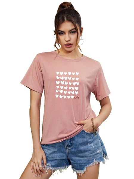 

letter & heart print tee e9vh#, White
