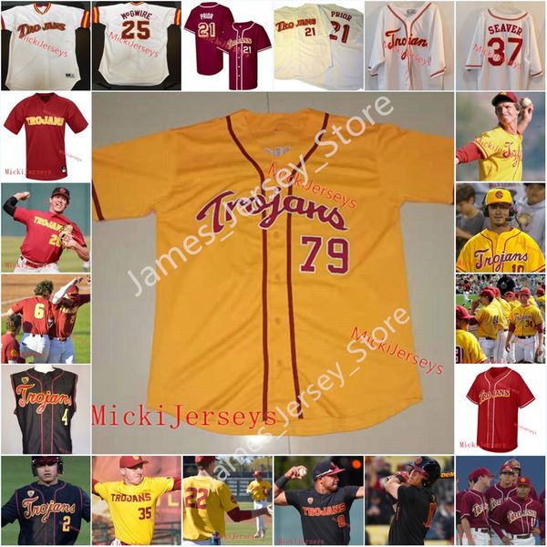 2022 NCAA Custom USC Trojans Baseball Jersey 28 Kyle Hurt 5 Blake Sabol 15 Chase Bushor 3 CJ Stubbs 16 Jamal O'Guinn 35 Connor Lunn 39 Исаак Esqueda 2 Tyler Lozano Jerseys