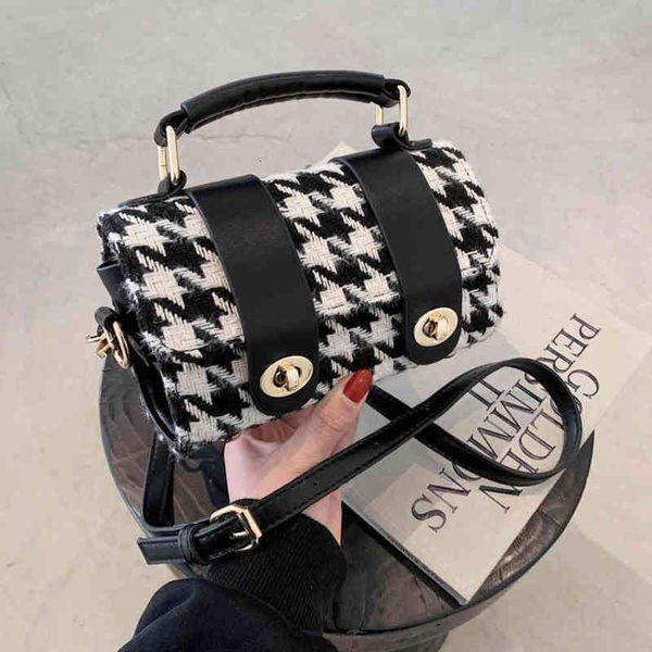 

houndstooth lattice bag women's environmental storage versatile popular messenger bags portable handbags