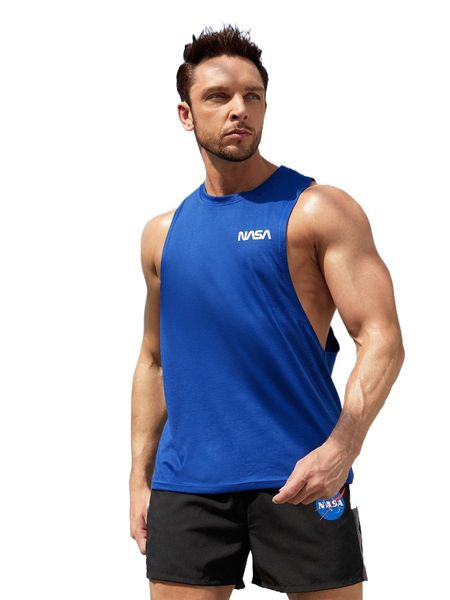

men letter graphic drop armhole sports tank t0rf#, White;black