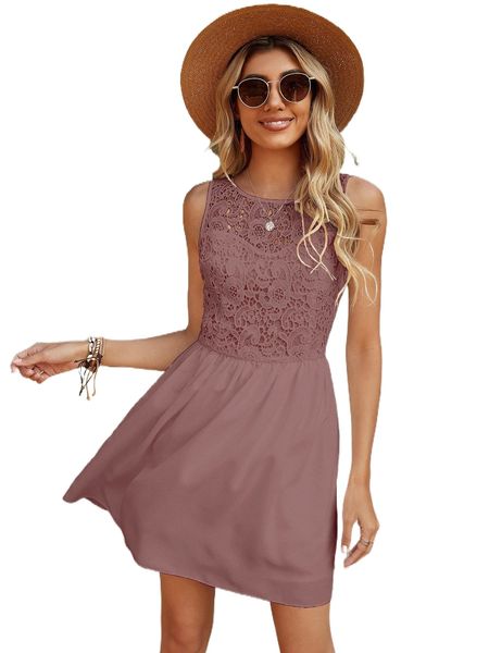 

solid guipure lace dress g7rp#, Black;gray