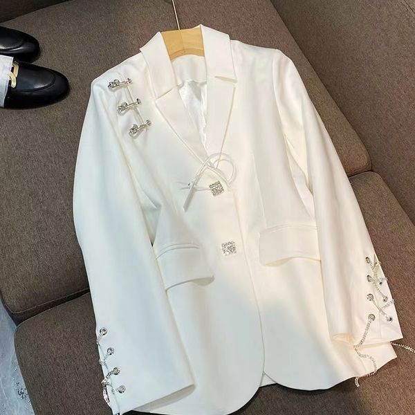 B335 Abiti da donna Blazer Diamante Blazer occasioni banchetto Novità 2022 DESIGNER INSPIRED FASHIONS Giacca Donna Strass Perline Doppiopetto Collo a scialle