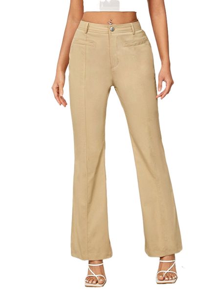 

high waist flare leg pants c10g#, Black;white