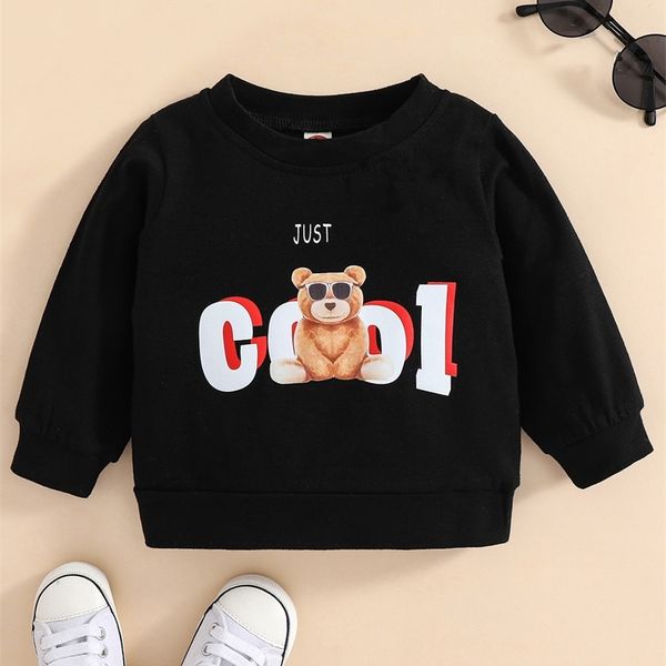 

baby bear and letter graphic sweatshirt she, Black