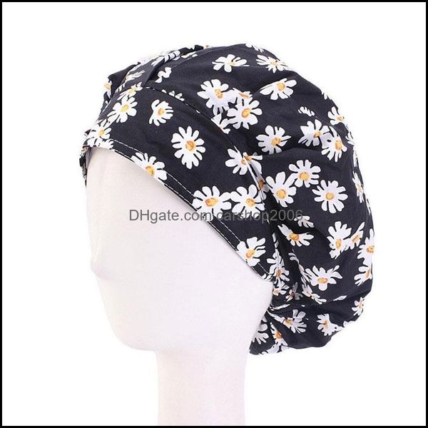 Beanie/Skl Kapaklar Şapkalar Şapkalar Eşarplar Eldivenler Moda Aksesuarları Pamuk Çiçek Baskı Saç Bakımı Beanie Ayarlanabilir Çalışma Dhzxv