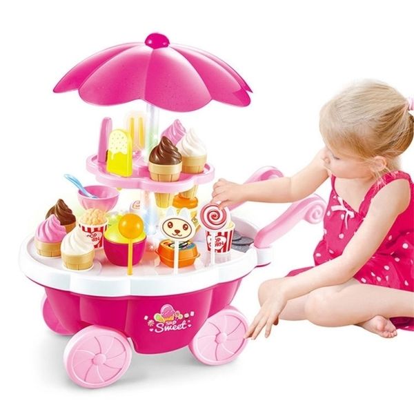 Kinder Küche Spielen Spielzeug für Mädchen Eis Push-Up Kinder Kochen Set Pretend Für Jungen 220725