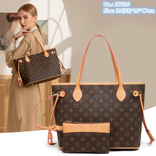 

wholesale factory shoulder bags 3 colors simple atmospheric printed handbag large capacity 2-piece contrast leather tote bag retro letters w