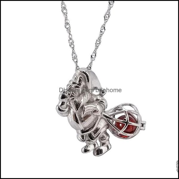 

lockets necklaces pendants jewelry european and american bead cage pendant diy accessories s925 pure sier santa claus necklace box magic b, Silver