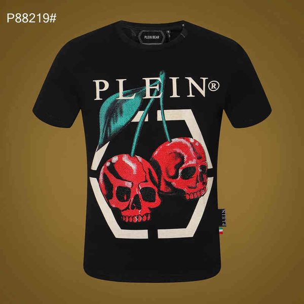 

2022plein bear t shirt mens designer tshirts brand clothing rhinestone skull men t-shirts classical hip hop streetwear tshirt, White;black