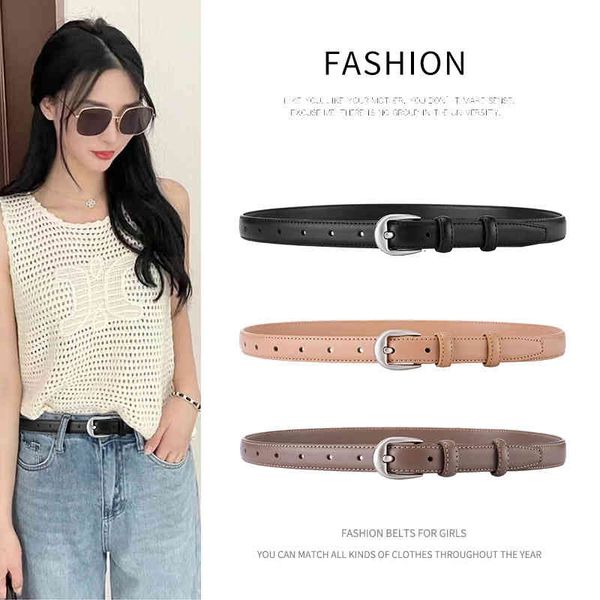 

belts leather belt women's texture pin buckle simple leisure fine suit pants skirt decorative belt c945, Black;brown