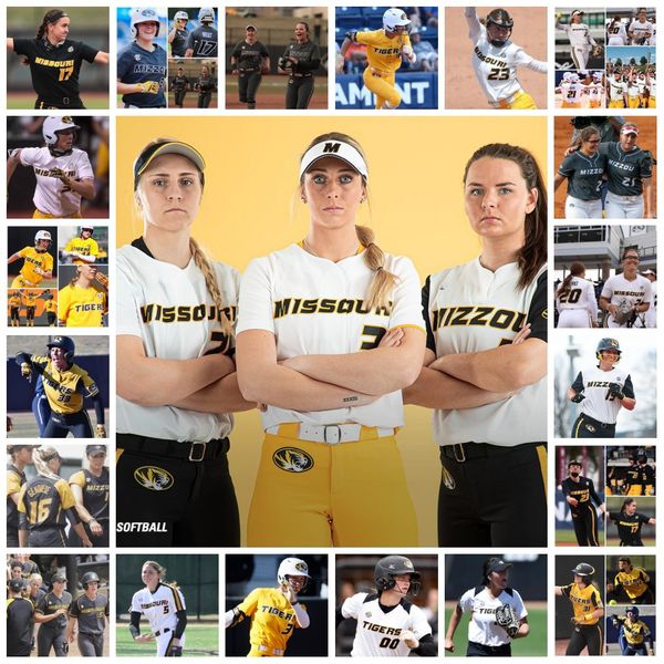 

abby george custom mizzou missouri tigers softball baseball jersey 0 kendal cook 2 kendyll bailey 3 jenna laird 5 emma nichols 6 maddie snid, Black