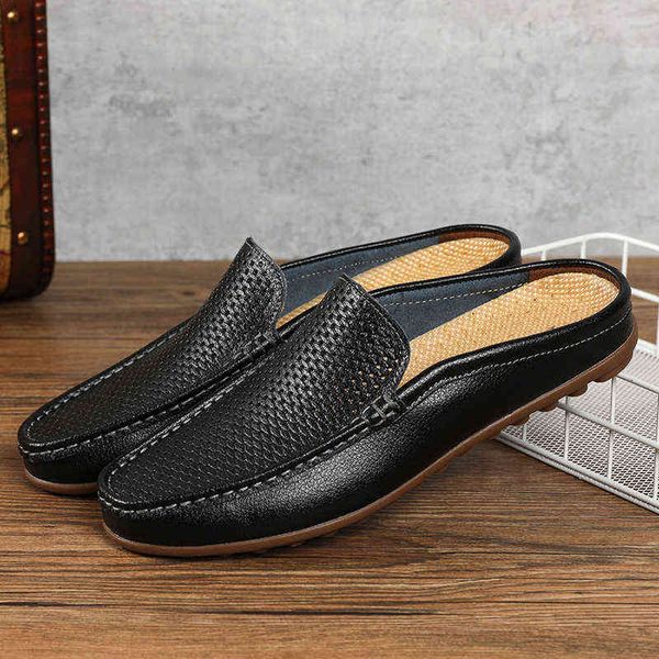 HBP Dres Shoe Italian Men Slipper Mocassino in vera pelle Outdoor Anti slip Nero Casual Slide Summer Spring Fashion Shoe 2022 220723