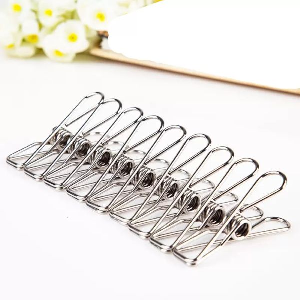 Mollette per bucato in acciaio inossidabile Clip metalliche Accessori per ganci per calzini Biancheria intima Asciugamano Lenzuolo Calzini per vestiti Mollette per appendere Morsetti