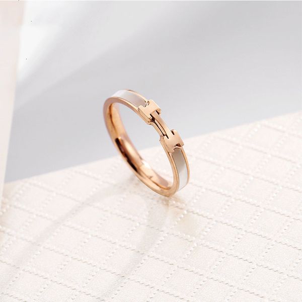 

luxury brand rose gold plated l h ring for women gift, Silver