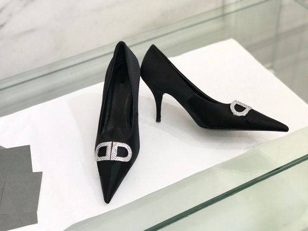 

designer stiletto high heels single shoes women's boots 2021 autumn temperament french all-match women shoess shallow mouth black