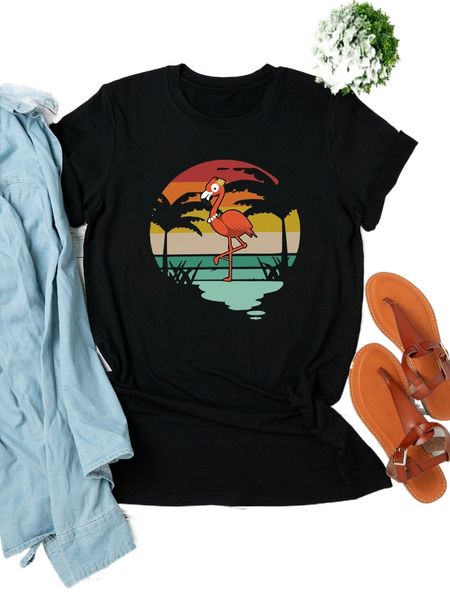 

plus coconut tree & cartoon graphic tee 875x#, Black