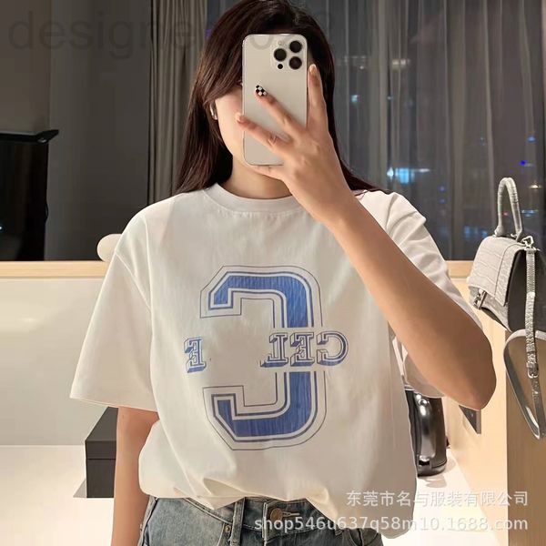 

women's t-shirt designer restored ce large c letter printed short sleeve t-shirt spring and summer casual loose bottomed shirt bj2n, White
